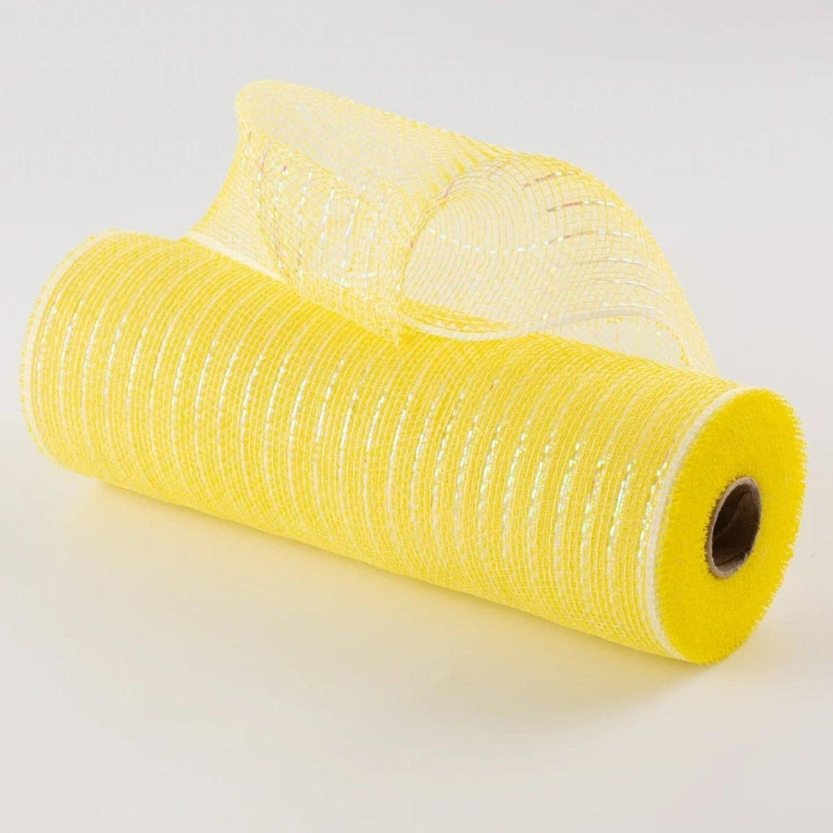 10.5" Poly Mesh Roll Ribbon: Iridescent Pastel  Yellow Foil