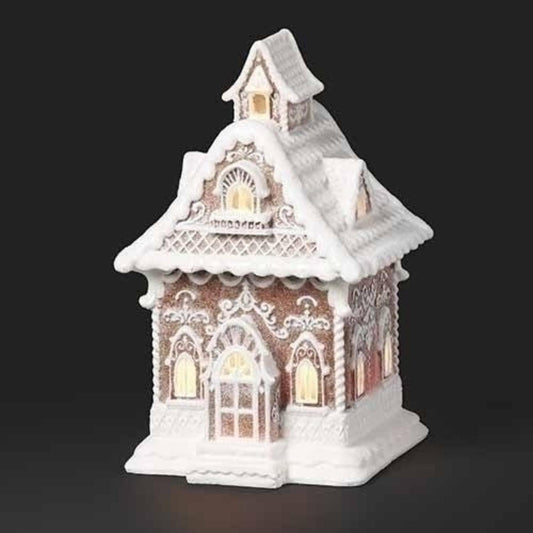 10.5in Lighted Gingerbread House Figurine