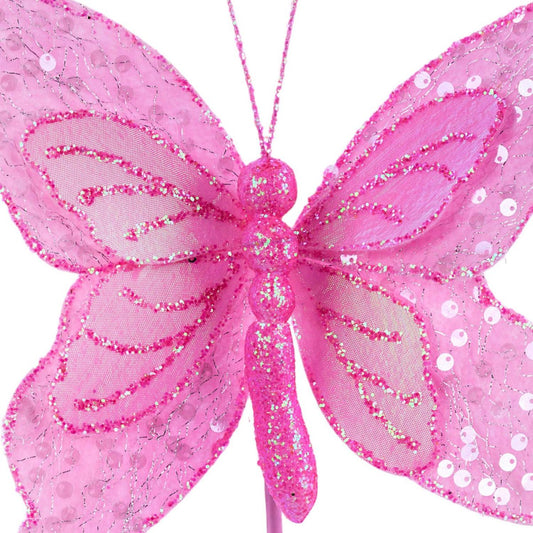 12" Iridescent Sequin Butterfly: Pink
