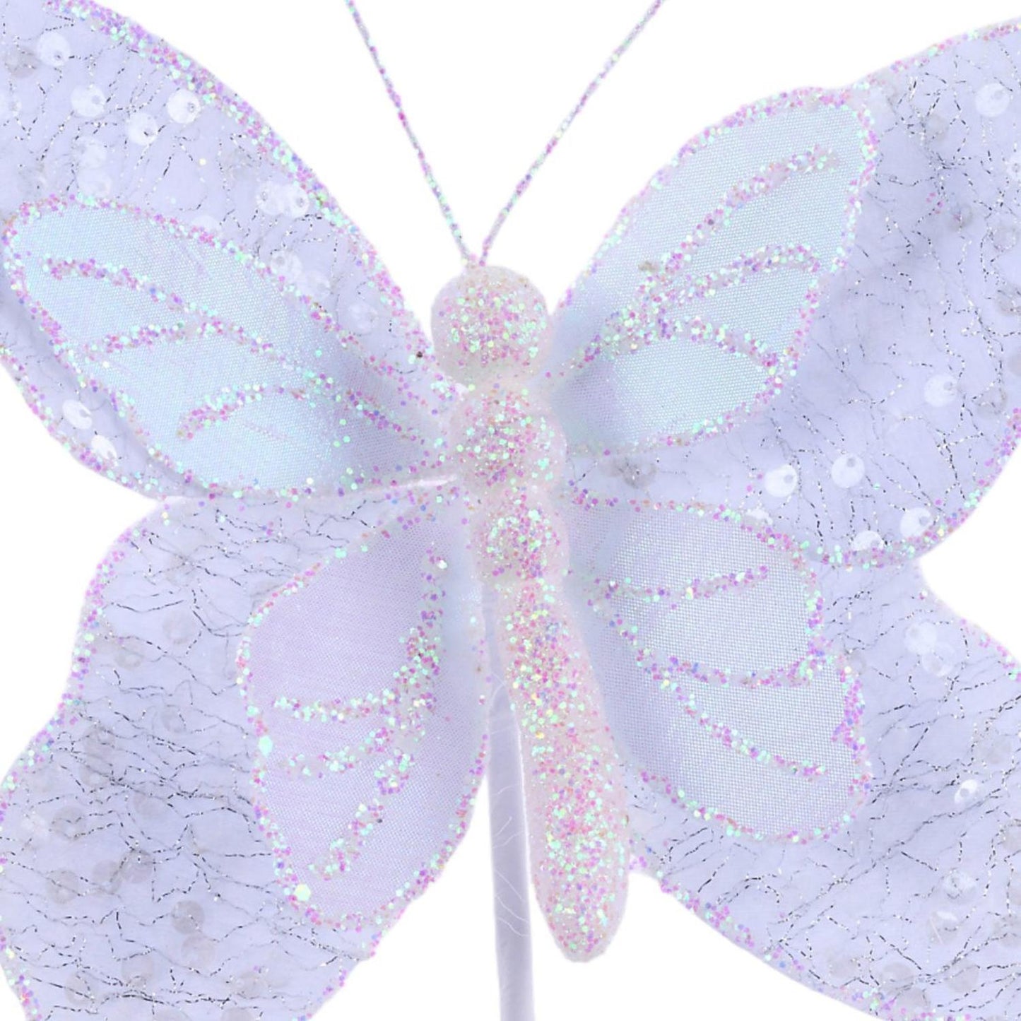 12" Iridescent Sequin Butterfly: White