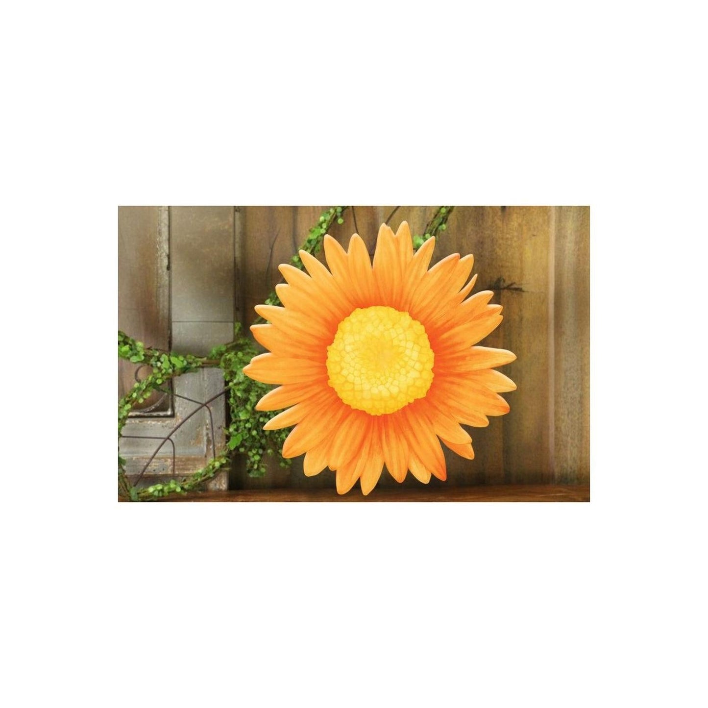 12" Metal Embossed Daisy Hanger: Orange