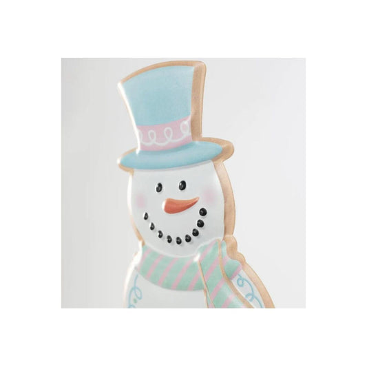 12" Metal Embossed Snowman Cookie: Pink/Blue