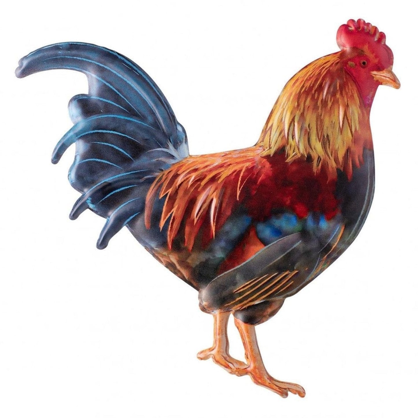 12" Metal Rooster Hanger: Multi Color