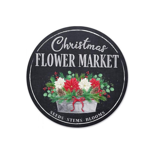 12" Metal Round Sign: Christmas Market
