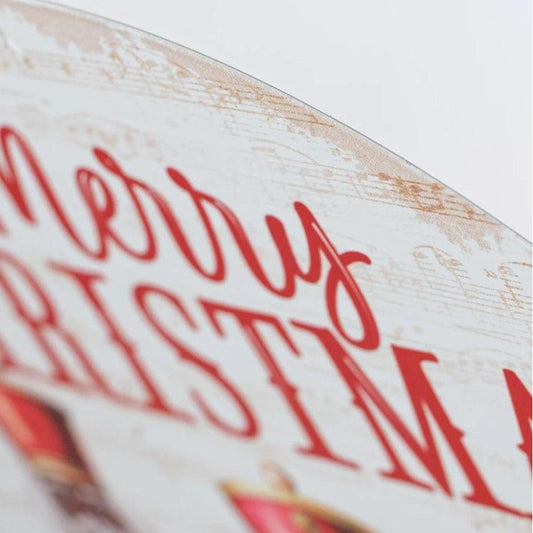 12" Metal Round Sign: Dark Nutcracker Merry Christmas