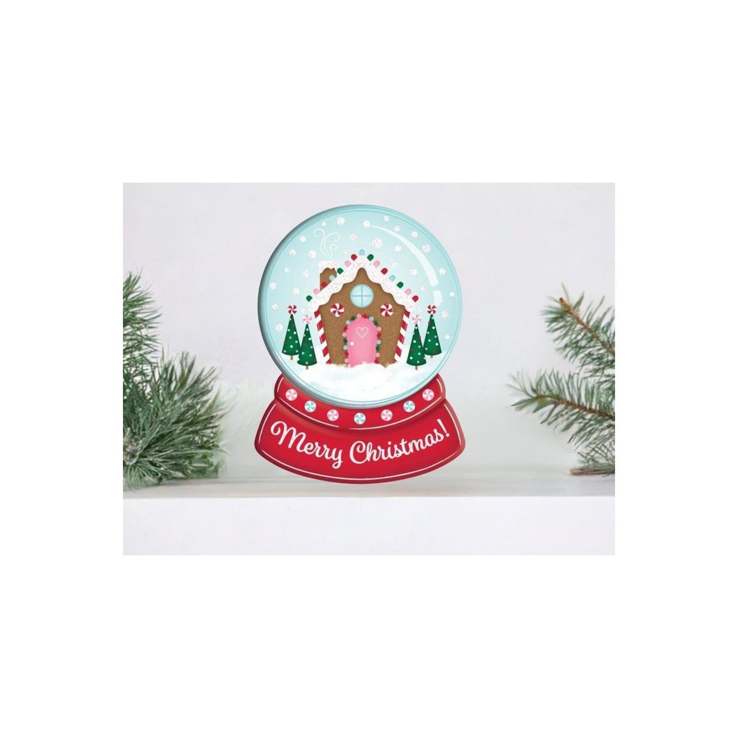 12" Metal Snow Globe Sign: Gingerbread House