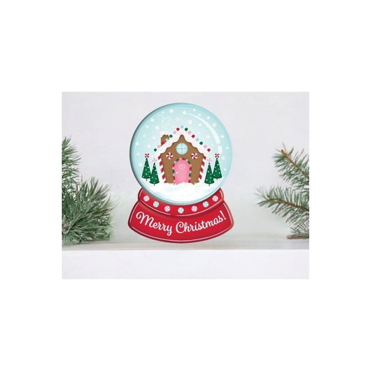 12" Metal Snow Globe Sign: Gingerbread House