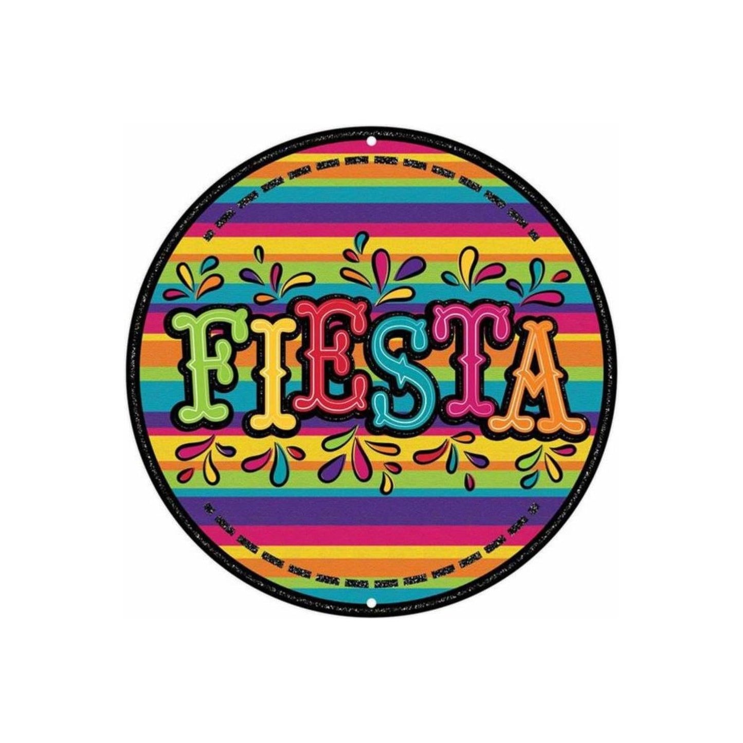 12" Round Metal Sign: Glitter Fiesta