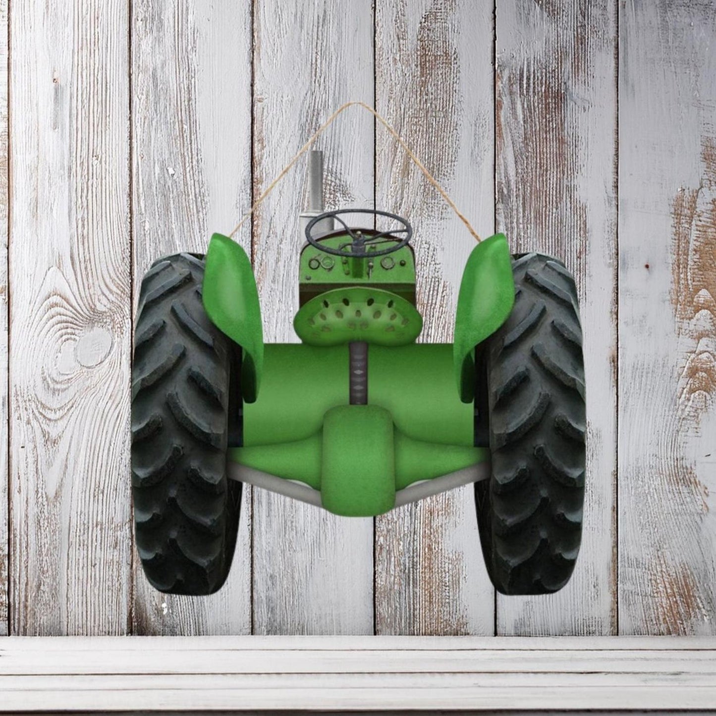 12" Wooden Sign: Green Tractor