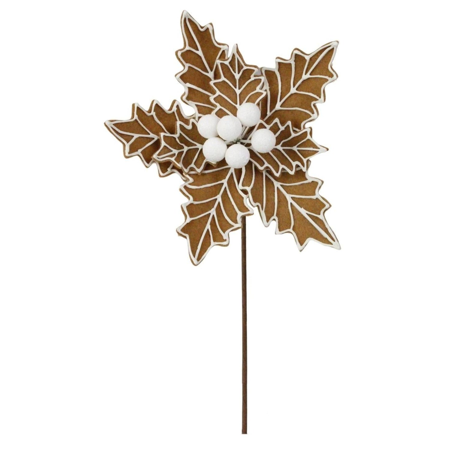 13" Gingerbread Poinsettia Pick