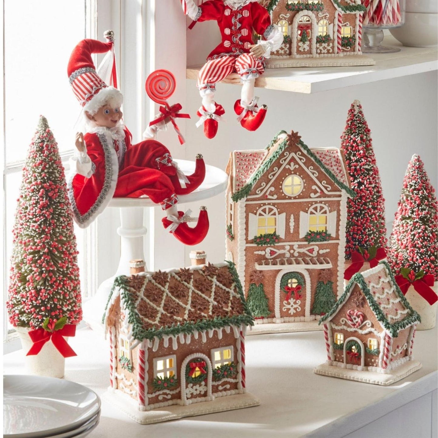 13" Lighted Gingerbread House with Trees