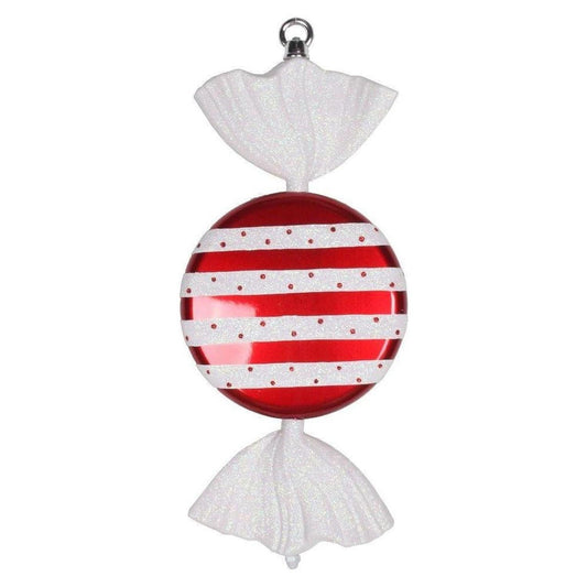 13" Red-White Striped Flat Candy Ornament
