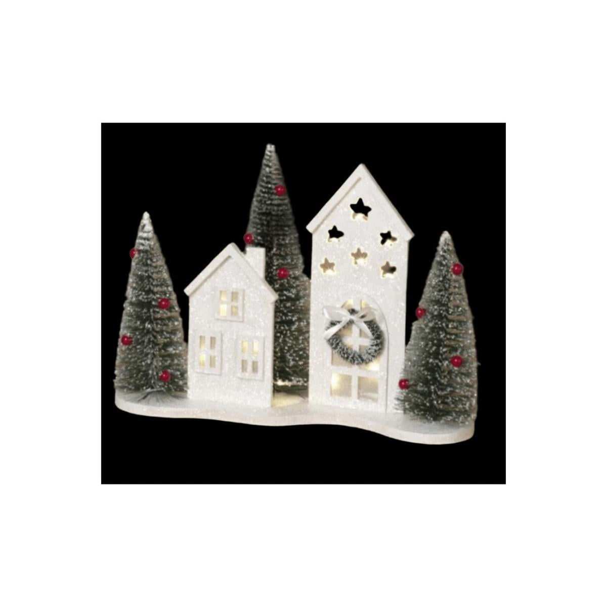 13" White Lighted Holiday House