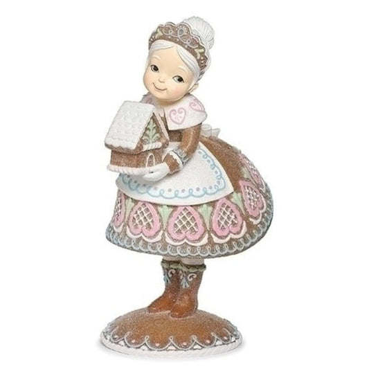13.25" Mrs. Claus Gingerbread Figure (Pink)