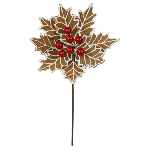 14" Gingerbread Poinsettia Stem