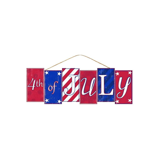 14" Wooden Block Sign: Happy 4th of July