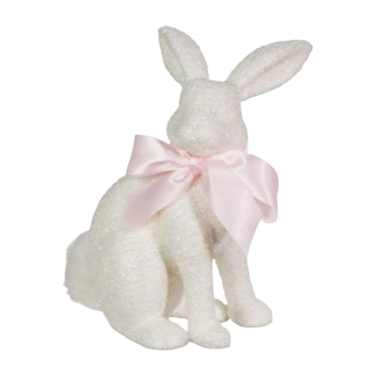 14.5" White Glitter Bunnies