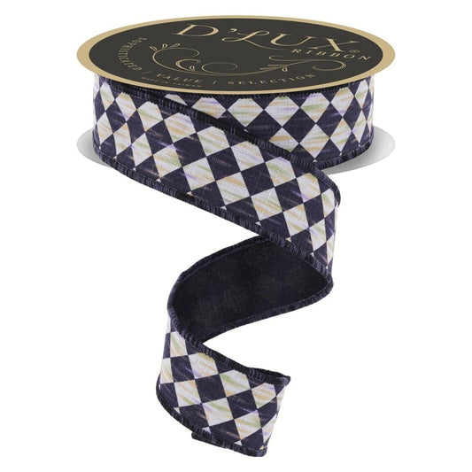1.5" Antique Diamond Fused Ribbon: Black (10 Yards)