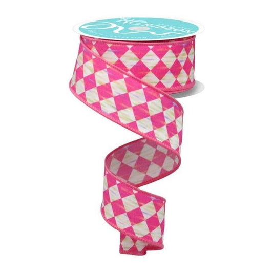 1.5" Antique Diamond Ribbon: Hot Pink (10 Yards)