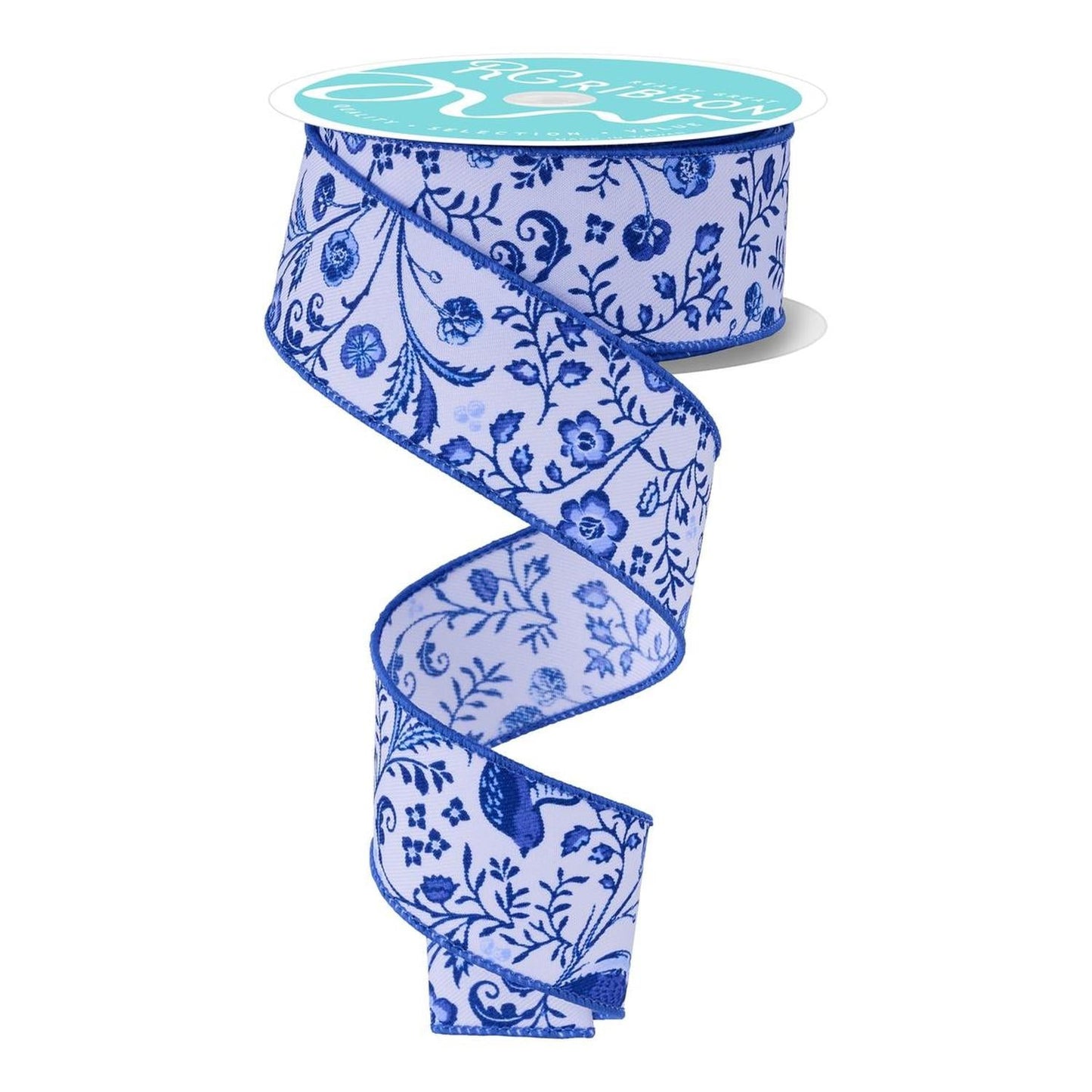 1.5" Asian Chinoiserie Ribbon: Blue (10 Yards)
