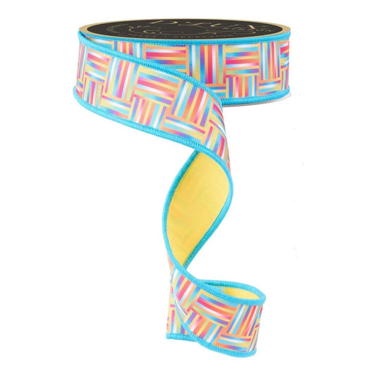 1.5" Basketweave Fused Back Ribbon: Multi (10 Yards)