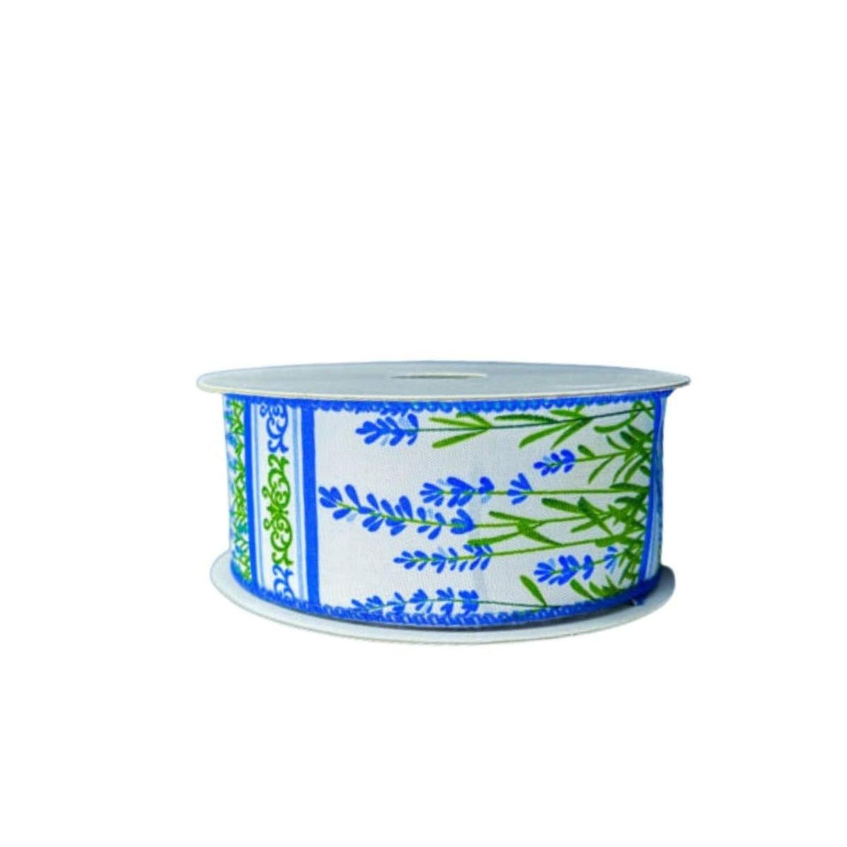 1.5" Bluebonnets Satin Ribbon: White (10 Yards)