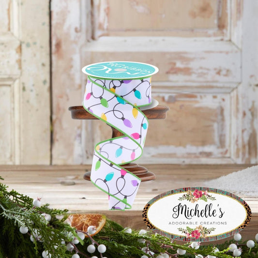 1.5" Christmas Lights Ribbon: Pastel (10 Yards)