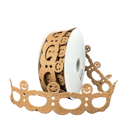 1.5" Gingerbread Man Shaped Ribbon: Brown (10 Yards)