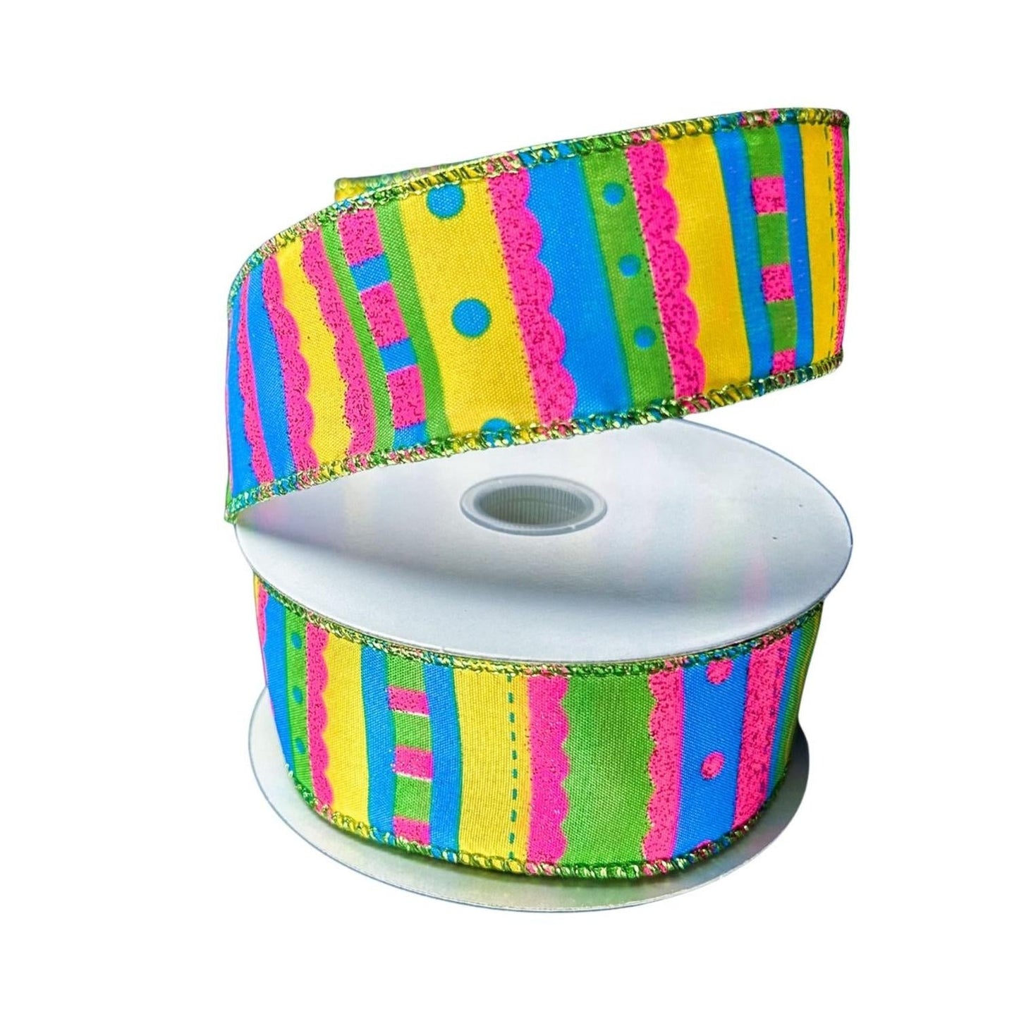 1.5" Glitter Fun Satin Stripe Ribbon: Multi (10 Yards)