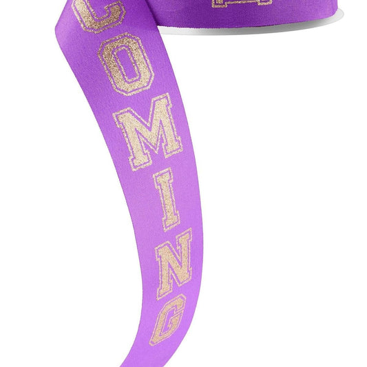1.5" Glitter Homecoming Ribbon: Purple/Gold (100 Feet)