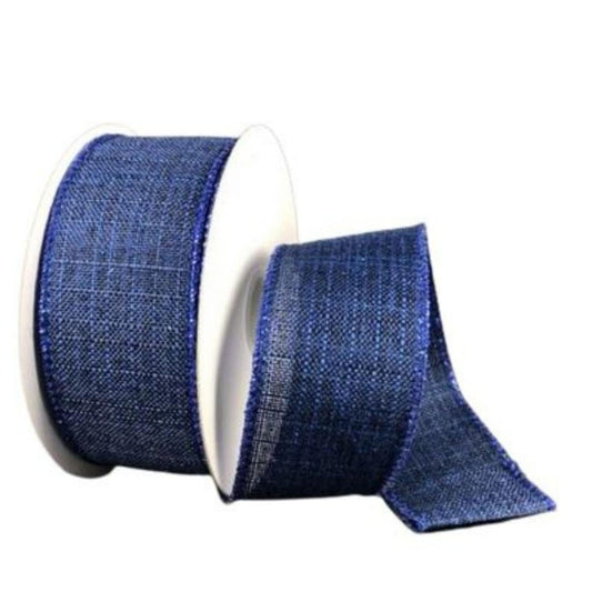 1.5" Glitter Linen Ribbon: Navy Blue (10 Yards)