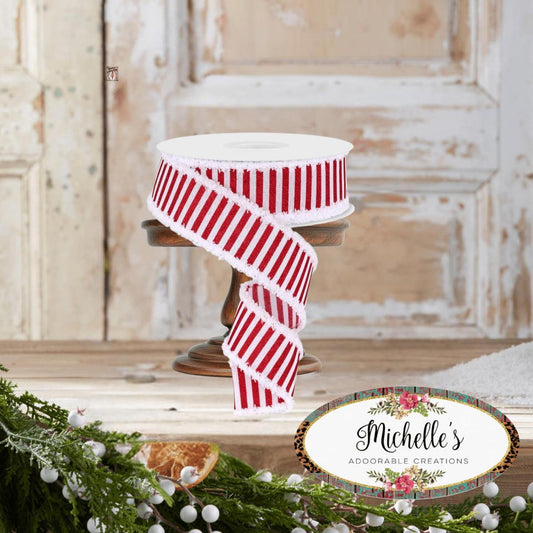 1.5" Glitter Stripe Drift Ribbon: Red (10 Yards)