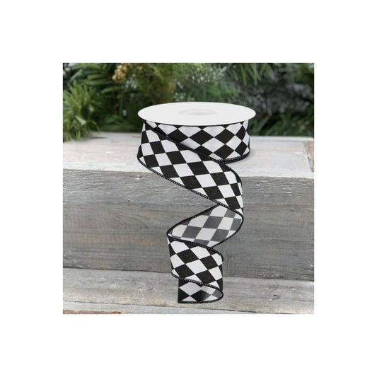 1.5" Harlequin Ribbon: Black (10 Yards)