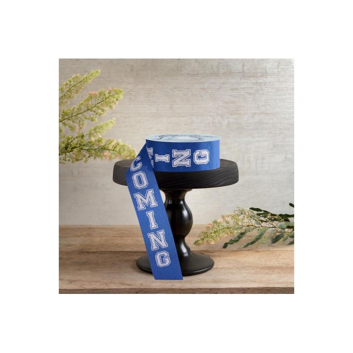 1.5" Homecoming Ribbon: Navy Blue/Silver (100 Feet)