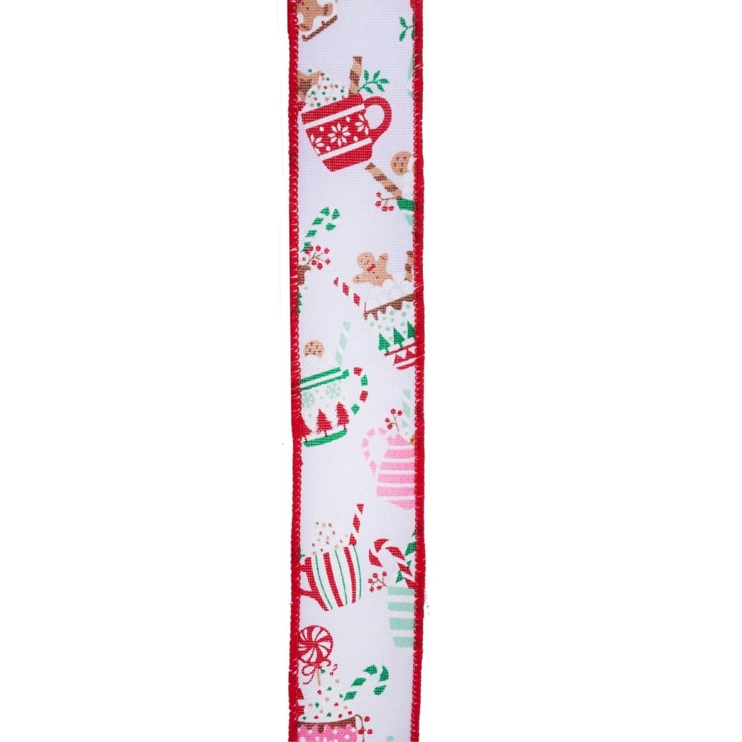 1.5" Hot Cocoa Mugs Ribbon: White (10 Yards)