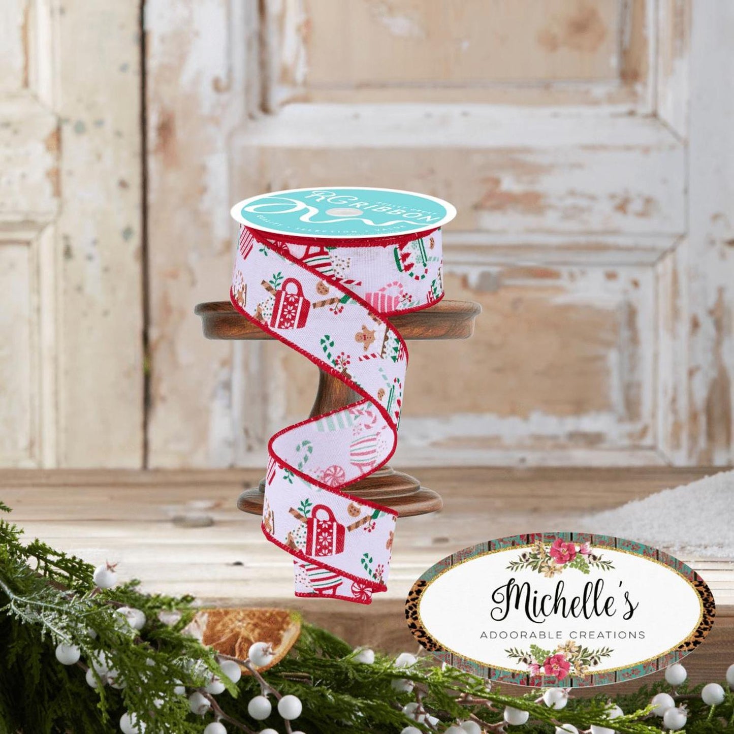1.5" Hot Cocoa Mugs Ribbon: White (10 Yards)