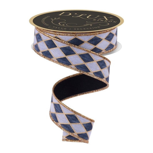 1.5 in Antique Harlequin Fused Ribbon: Black (10 Yards)