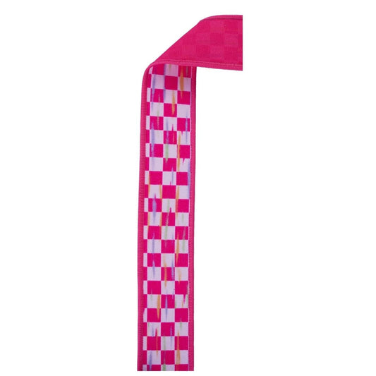 1.5 in Mini Antique Checker Ribbon: Hot Pink (10 Yards)