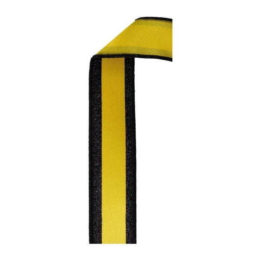 1.5 in Vertical Stripe Glitter Fused Ribbon: Black & Yellow