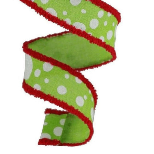 1.5" Irregular Dots Drift Ribbon: Lime (10 Yards)