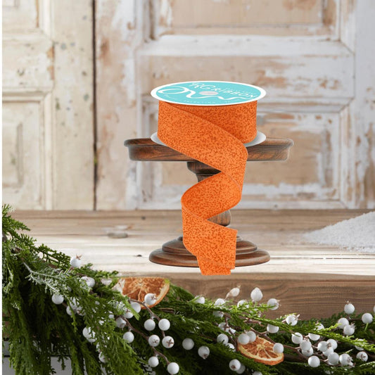 1.5" Irregular Spotted Glitter Ribbon: Orange (10 Yards)