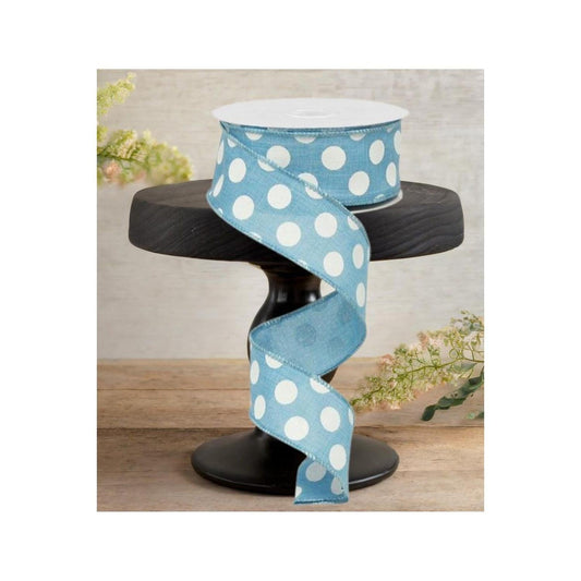 1.5" Medium Polka Dots Canvas Ribbon: Turquoise (10 Yards)