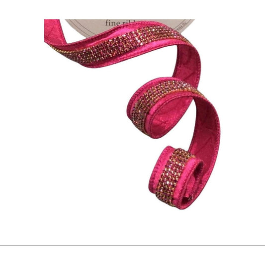 1" Metallic Dupion Duchess Jewel Ribbon: Hot Pink (5 Yards)