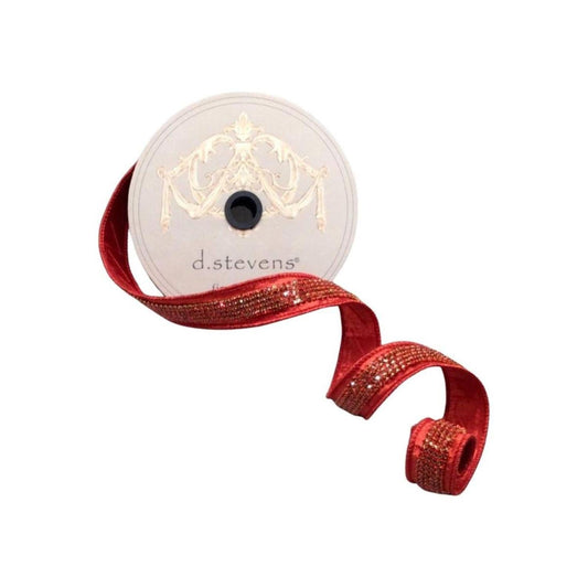 1" Metallic Dupion Duchess Jewel Ribbon: Red (5 Yards)