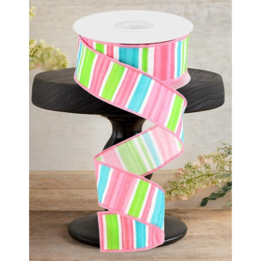 1.5" Multi Width Horizontal Stripe Ribbon: Pink (10 Yards)