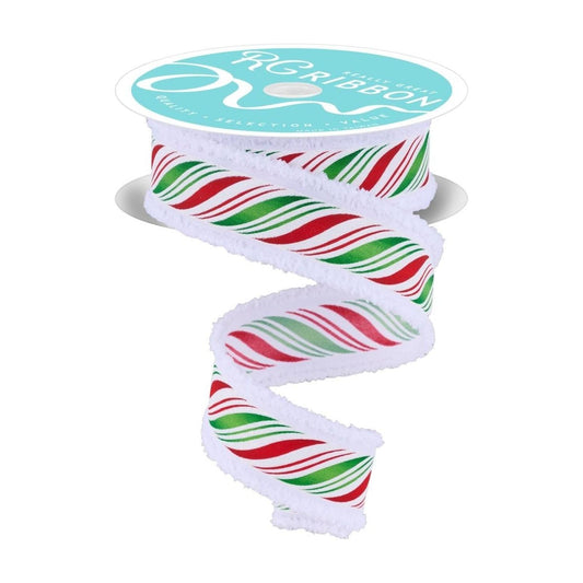 1.5" Peppermint Twist Drift Ribbon: Red/Green (10 Yards)