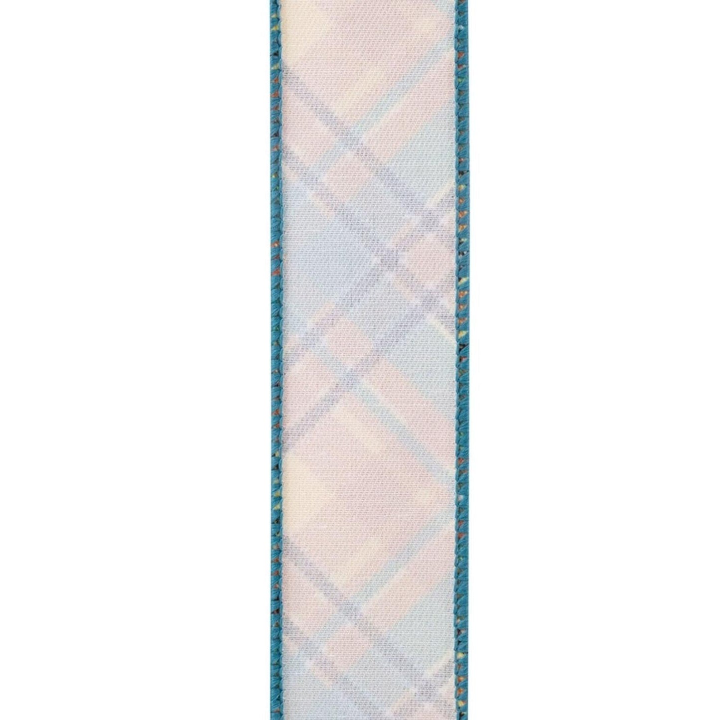 1.5" Plaid Nelson Diagonal Ribbon: Turquoise (20 Yards)