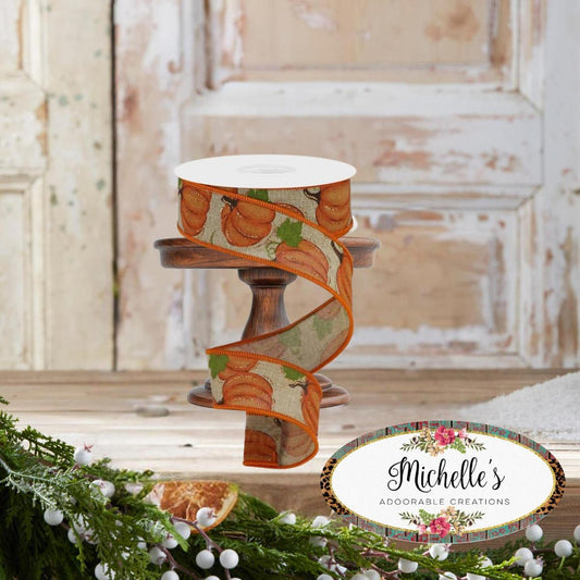 1.5" Pumpkin Patch Ribbon: Light Beige (10 Yards)