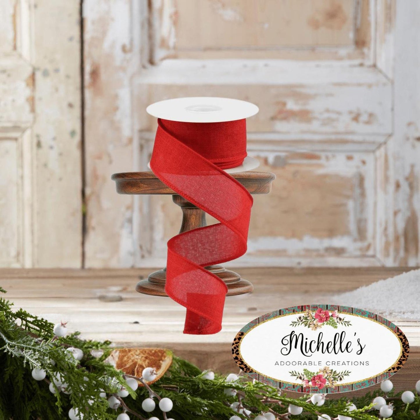 1.5" Royal Canvas Ribbon: Red (10 Yards)