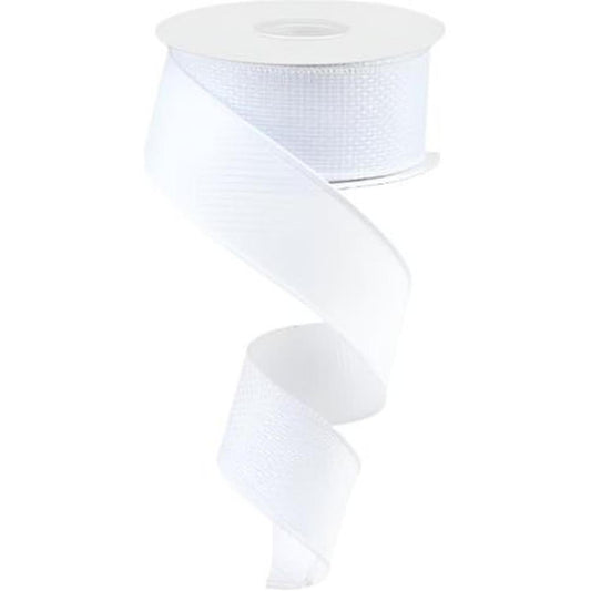 1.5" Royal Faux Burlap Ribbon: White (10 Yards)